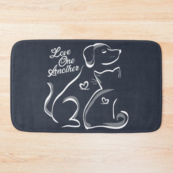 Item preview, Love One Another cat & dog outline sketch with sweet text & hearts designed and sold by MunsyArt.