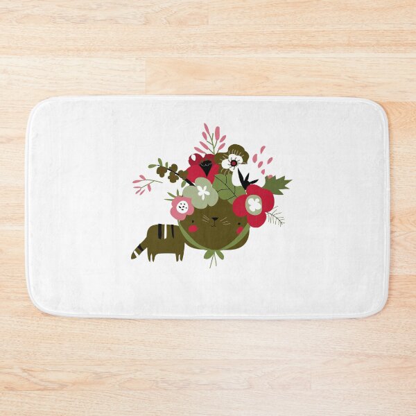 Item preview, cat mats/cat mat/Cute Cat with floral hat designed and sold by Verbiage24.