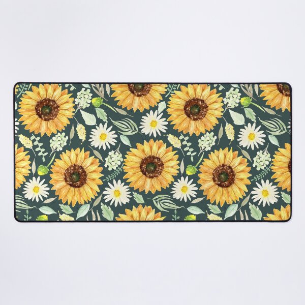 Vista previa del artículo con la obra «Girasoles y Margaritas | Acuarela | Verde | Patrón», diseñado y vendido por Harpley Design Studio.