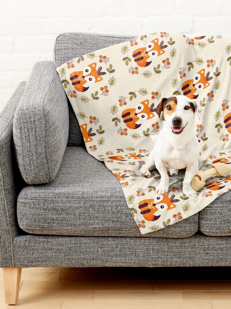 Alternate view of Little Fox with Autumn Berries Pet Blanket