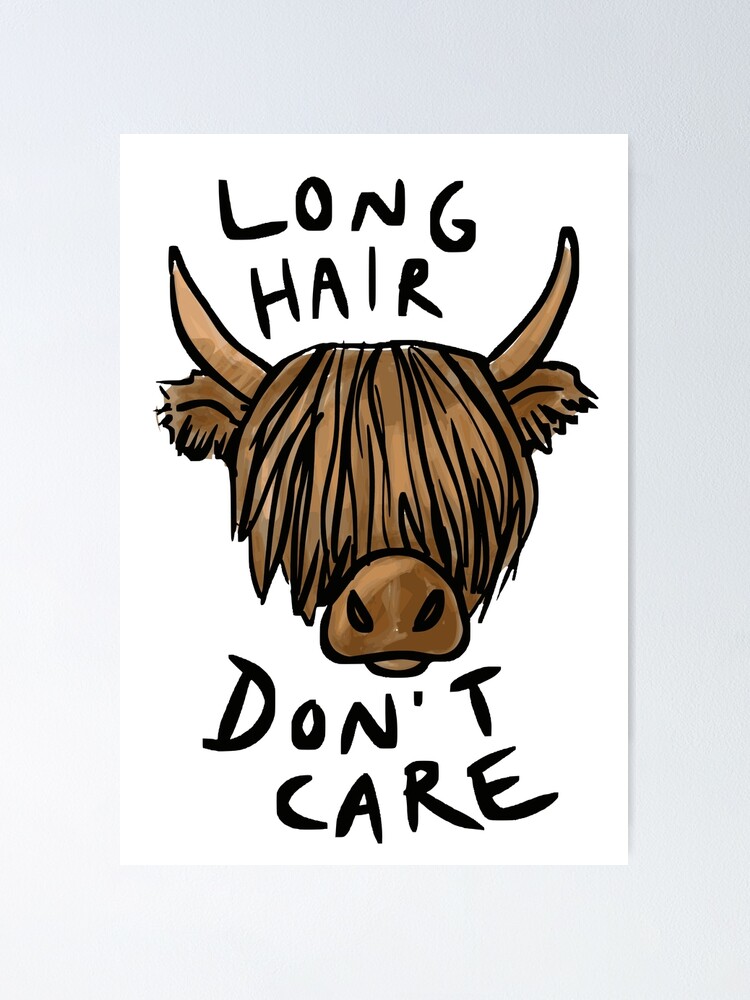 Long Hair Don T Care The Highland Cow Poster By Tiiaohman Redbubble