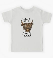 Lange Haare kümmern sich nicht - die Highland Cow Kinder T-Shirt