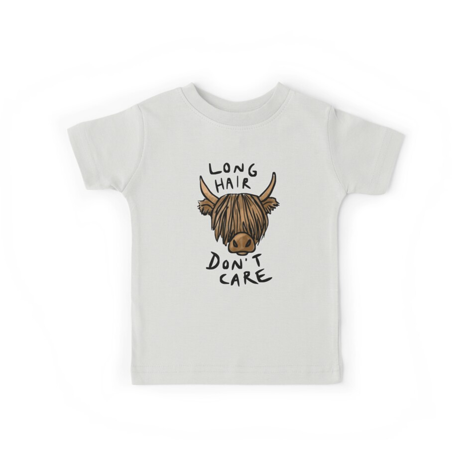 Long Hair Dont Care The Highland Cow Kids Tees By Tiia Hman
