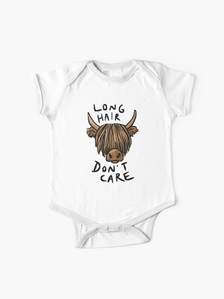 Long Hair Don T Care The Highland Cow Baby One Piece By