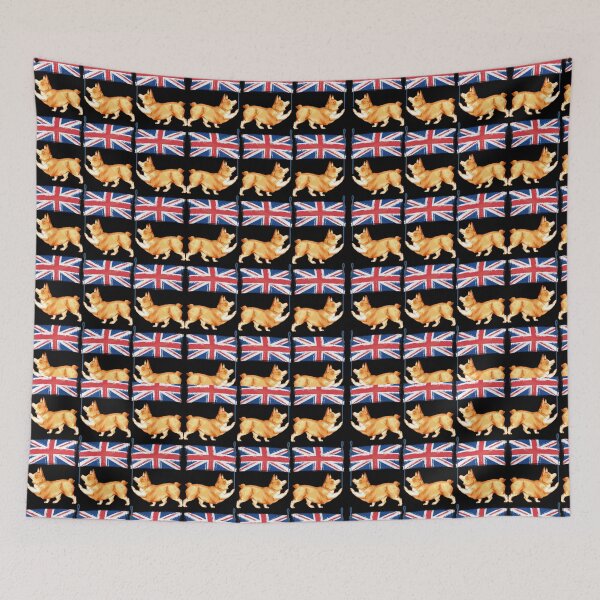 Item preview, Platinum Jubilee Marching Corgis Union Jack Flags Cute Gift designed and sold by TheDerwentPress.