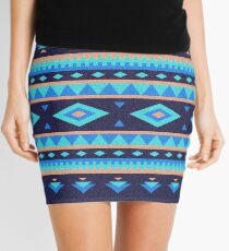 Native american dark blue pattern Mini Skirt