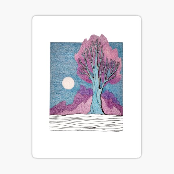 Paysage de nuit avec arbre Sticker