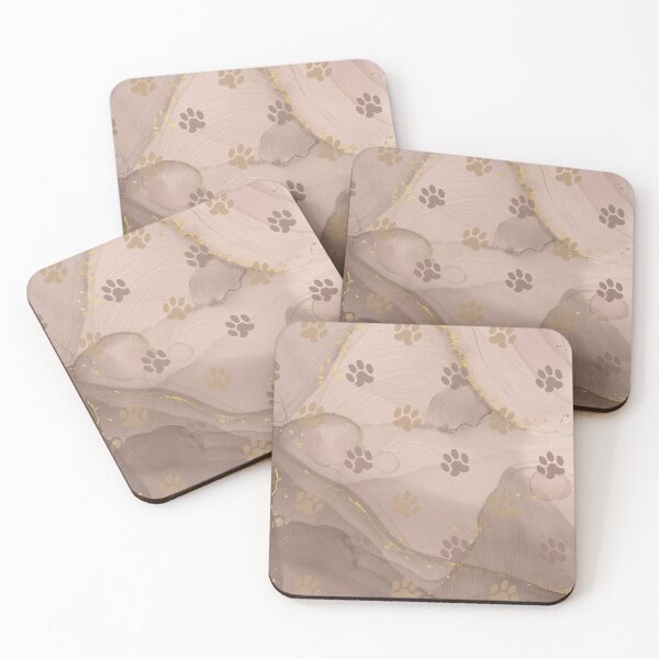 Item preview, brown watercolor background with dog and cat paw print designed and sold by Beeroclock.