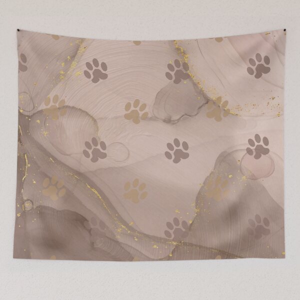 Item preview, brown watercolor background with dog and cat paw print designed and sold by Beeroclock.