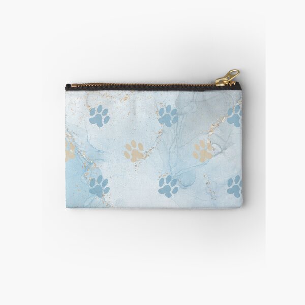Item preview, blue watercolor marble background with dog and cat paw print designed and sold by Beeroclock.