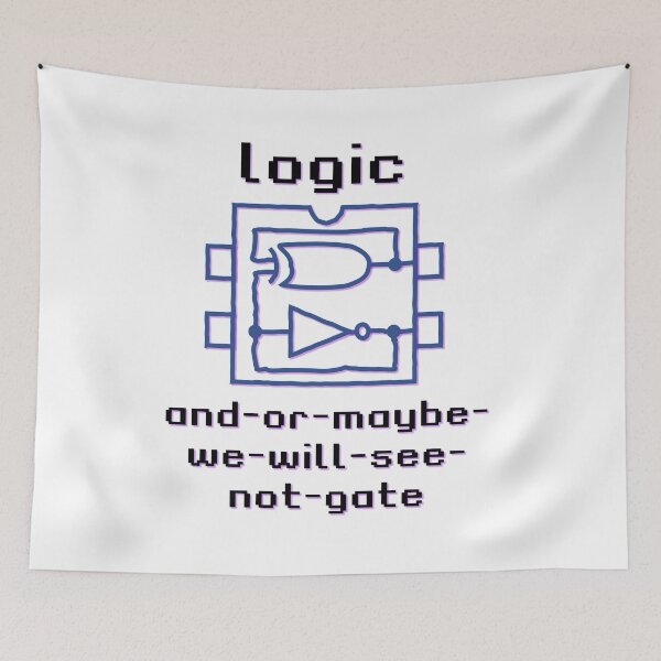 Item preview, Funny fun logic logic gates with boolean functions and-or-maybe-we-will-see-not-gate | dark theme in english designed and sold by sopfanna.