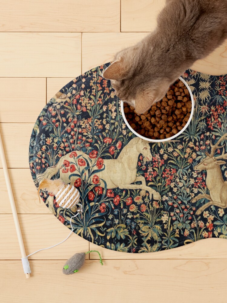 Alternate view of UNICORN AND DEER AMONG FLOWERS, FOREST ANIMALS FLEMISH FLORAL Pet Mat