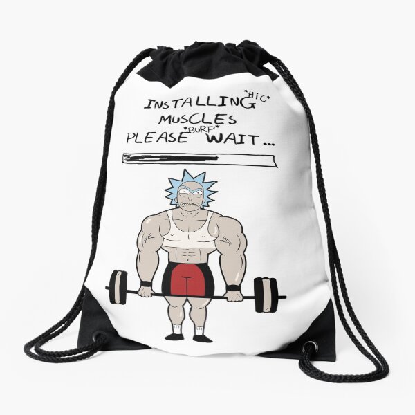 Rick and Morty. Installing muscles. Drawstring Bag