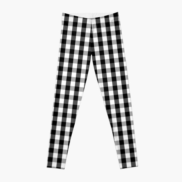 Small Black White Gingham Checked Square Pattern Leggings