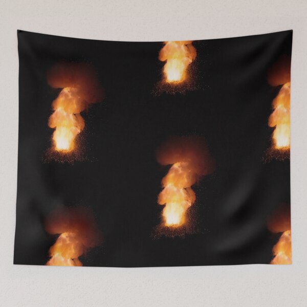 Item preview, Realistic fiery explosion, orange color with sparks on a black background designed and sold by Lukasz Szczepanski.