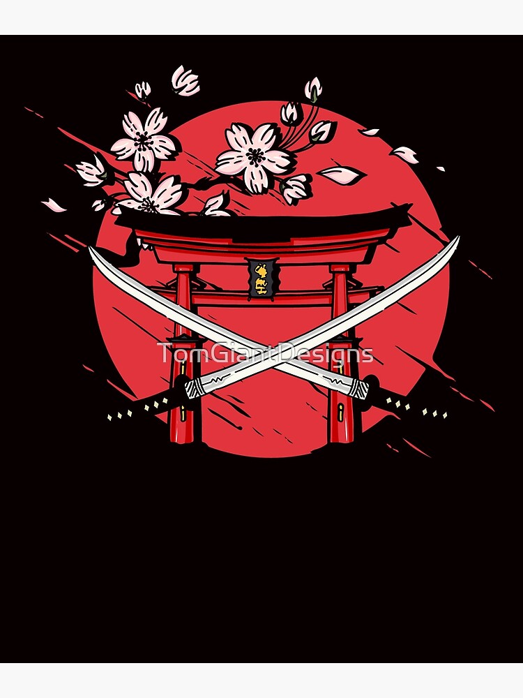 Japan Flag Katana Cherry Blossom Tree Sakura Japanese Art Poster For Sale By Tomgiantdesigns 5923