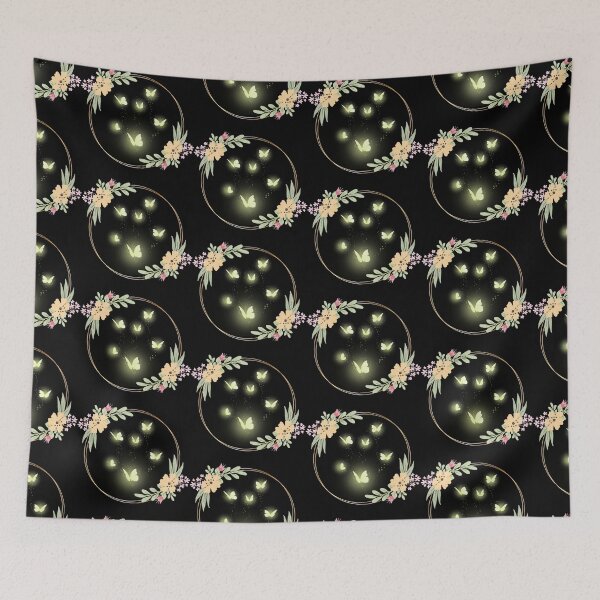 Item preview, Glowing Yellow Butterflies in a  Flower Border - Garden Design designed and sold by CreativNode.