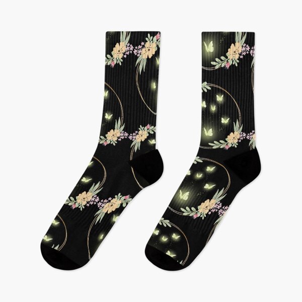 Item preview, Glowing Yellow Butterflies in a  Flower Border - Garden Design designed and sold by CreativNode.