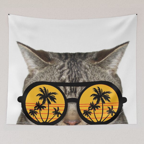 Item preview, Cat in Sunglasses on Vacation, Sunglasses with Palm Trees in Reflection designed and sold by AlfabetDesign.