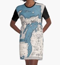 Vintage 1926 Michigan state map - Christmas gift idea Graphic T-Shirt Dress