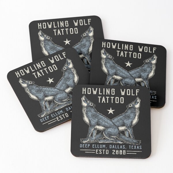 Item preview, Howling Wolf Tattoo, Vintage Tattoo Studio Design, Deep Ellum, Dallas Texas designed and sold by Proverbial Wisdom Design.