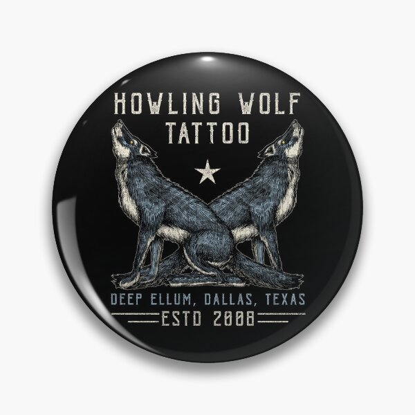 Item preview, Howling Wolf Tattoo, Vintage Tattoo Studio Design, Deep Ellum, Dallas Texas designed and sold by Proverbial Wisdom Design.