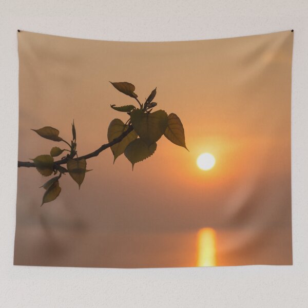 Item preview, Dreamy Lakeside Sunrise - Poplar Branch Pointing Towards the Sun designed and sold by Georgia Mizuleva.