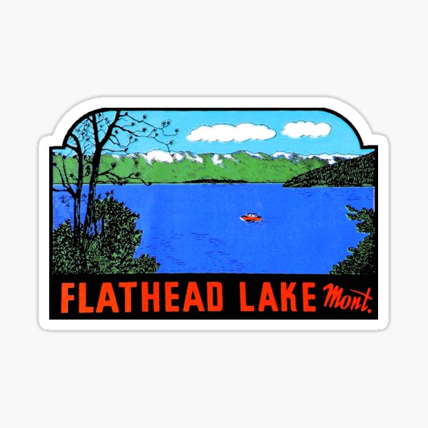 Item preview, Flathead Lake Montana Vintage Travel Decal designed and sold by hilda74.