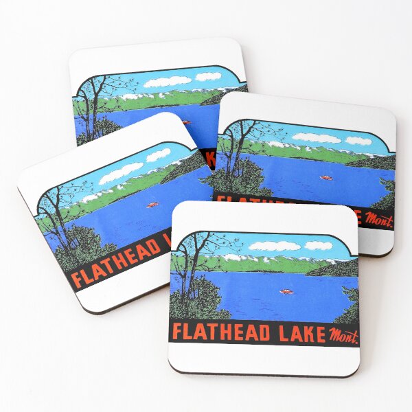 Item preview, Flathead Lake Montana Vintage Travel Decal designed and sold by hilda74.