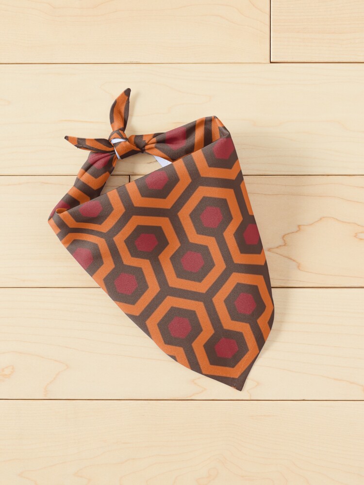 Alternate view of Geometric Pattern: Looped Hexagons: Orange/Red/Brown Pet Bandana
