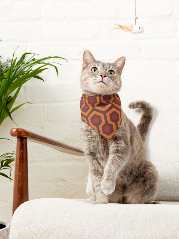 Alternate view of Geometric Pattern: Looped Hexagons: Orange/Red/Brown Pet Bandana