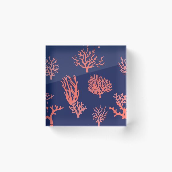 Item preview, Coral Orange Navy Blue Coastal Pattern designed and sold by HotHibiscus.