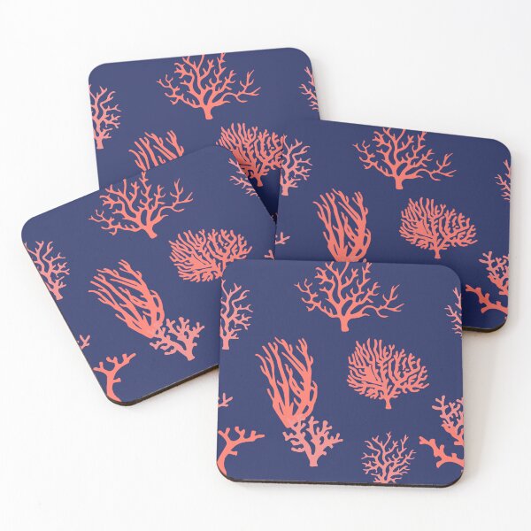 Item preview, Coral Orange Navy Blue Coastal Pattern designed and sold by HotHibiscus.