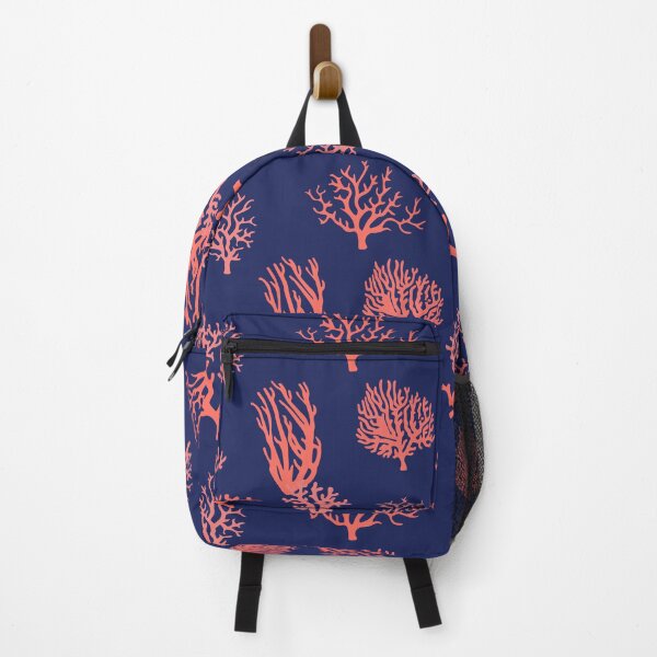 Item preview, Coral Orange Navy Blue Coastal Pattern designed and sold by HotHibiscus.