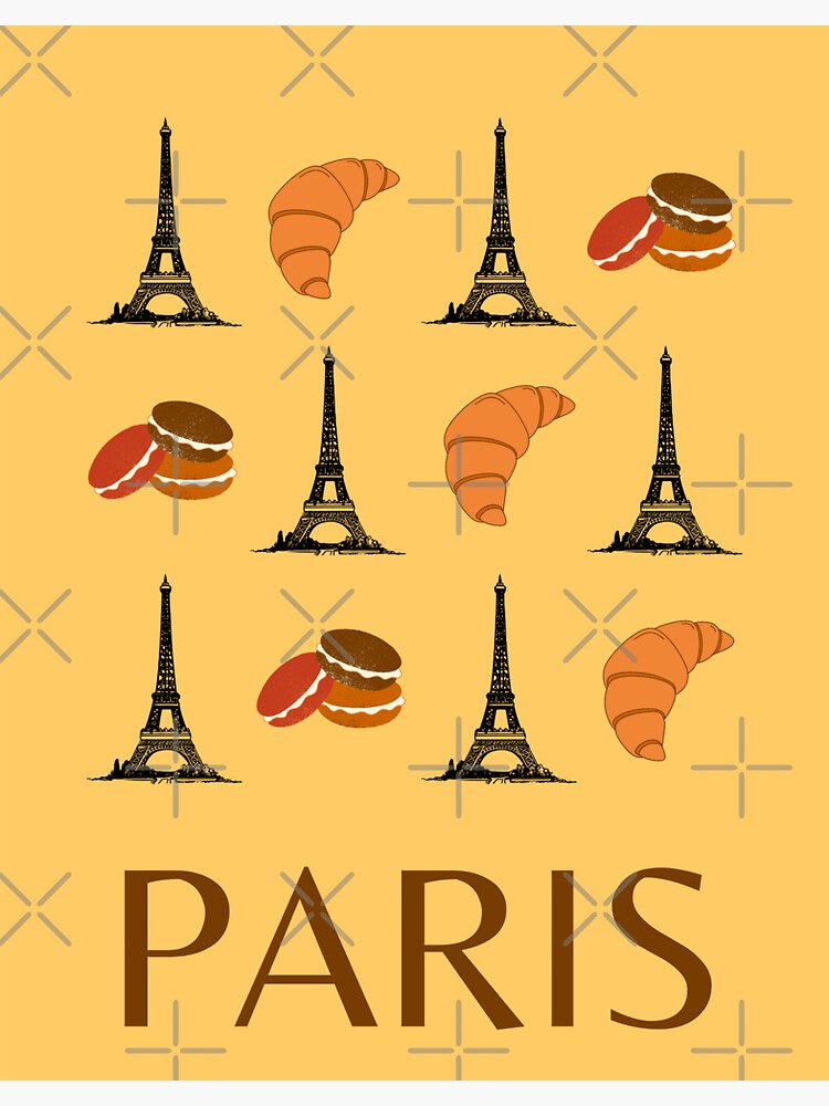 "Paris Eiffel Tower Retro Modern Boho Art Decor Yellow Mustard" Sticker