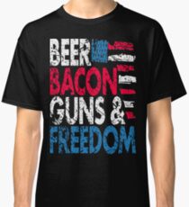 Beer Bacon Guns and Freedom Distressed USA Flag - Best Design Classic T-Shirt