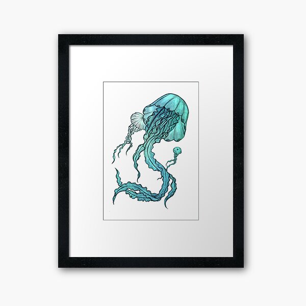"Teal Jellyfish" Framed Art Print for Sale by Olooriel Redbubble