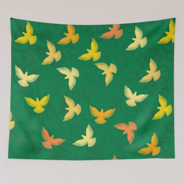 Item preview, Yellow and orange birds flying  designed and sold by ReflectedCrafts.