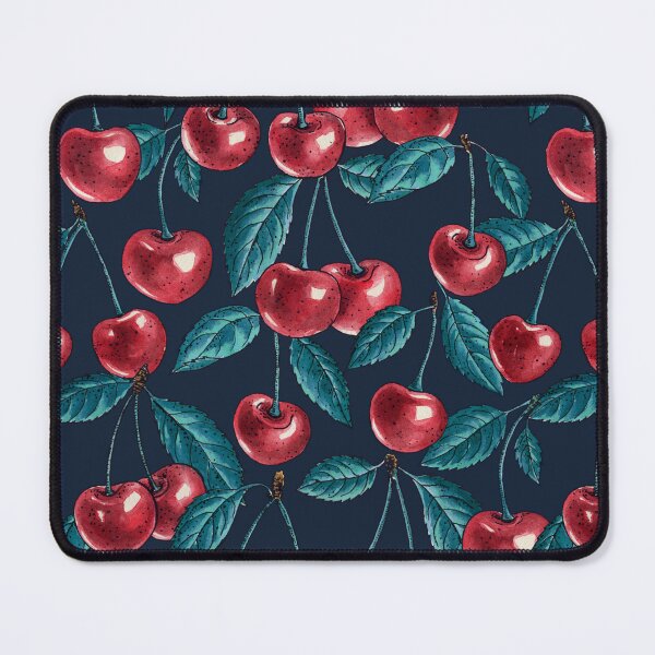 Item preview, Red cherries on dark blue designed and sold by Katerina Mitkova Kirilova.