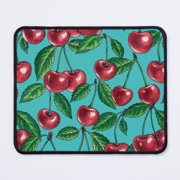 Item preview, Red cherries on turquoise designed and sold by Katerina Mitkova Kirilova.