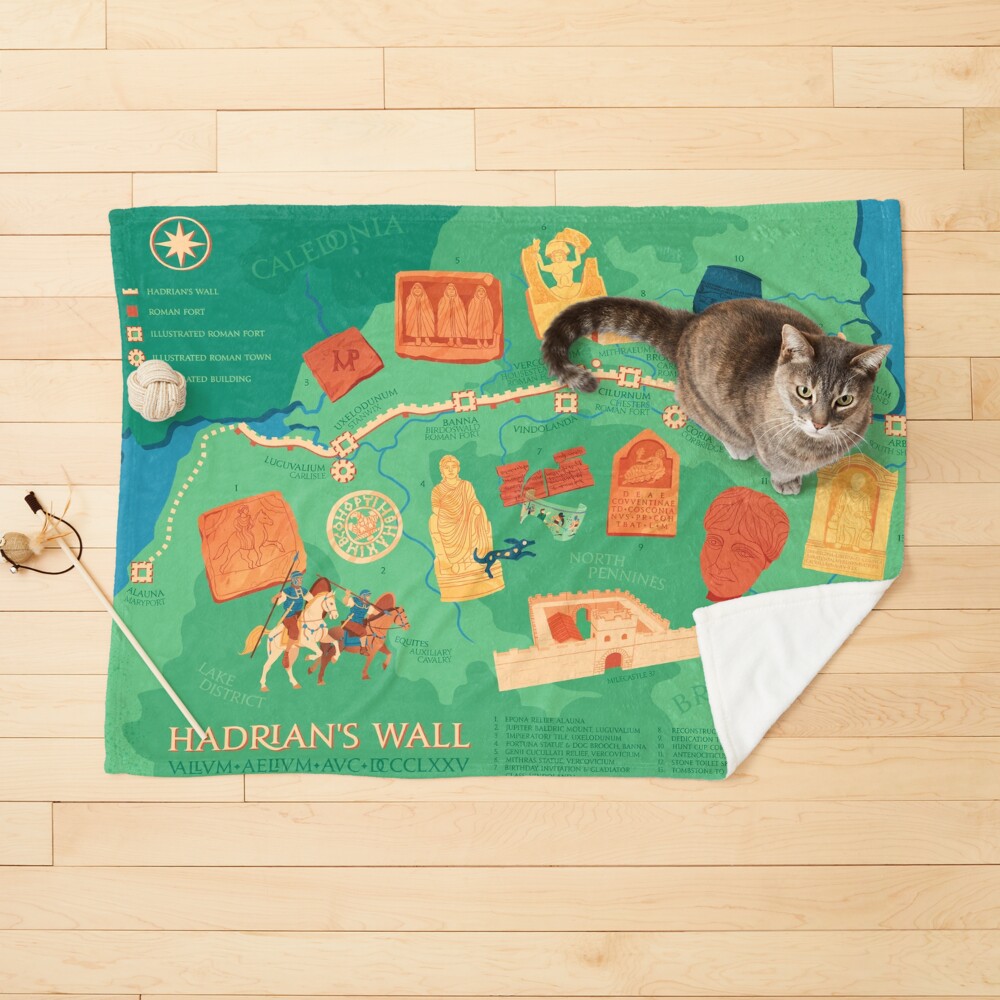 Hadrians Wall Illustrated Map Pet Blanket