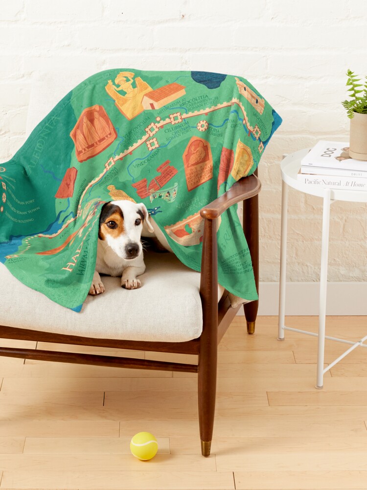 Alternate view of Hadrians Wall Illustrated Map Pet Blanket