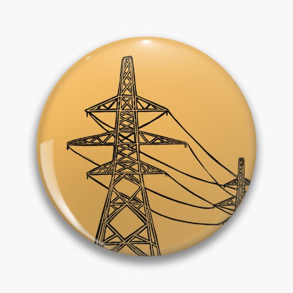 Item preview, Electricity Pylons Linocut Silhouette on Mustard Yellow designed and sold by Maddy Bennett.