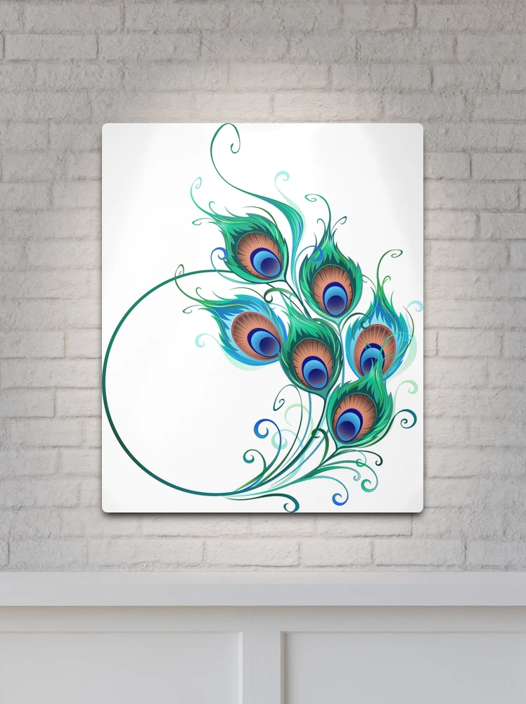 Circle with Green Peacock Feathers Art Print for Sale by Blackmoon9