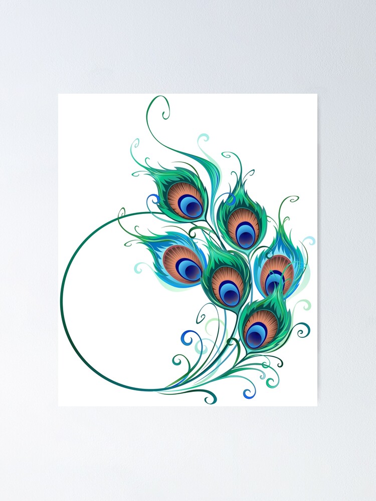 Circle with Green Peacock Feathers | Poster