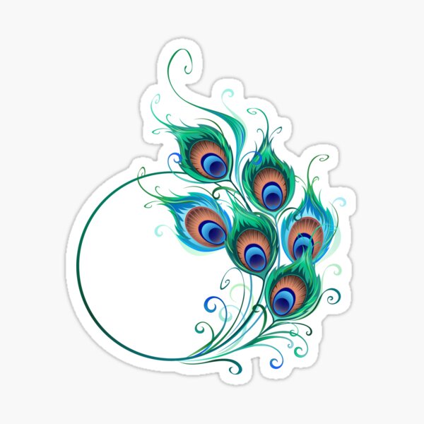 Sticker Green feathers 