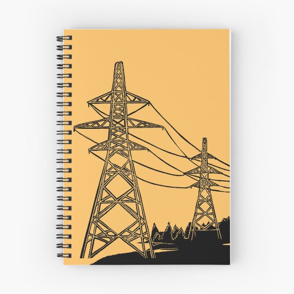 Item preview, Electricity Pylons Linocut Silhouette on Mustard Yellow designed and sold by Maddy Bennett.