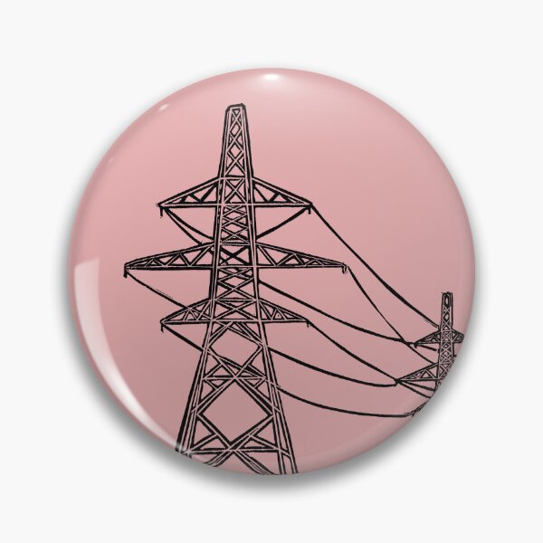 Item preview, Electricity Pylons Linocut Silhouette on Pink designed and sold by Maddy Bennett.