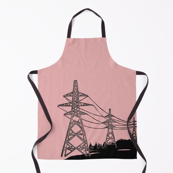 Item preview, Electricity Pylons Linocut Silhouette on Pink designed and sold by Maddy Bennett.