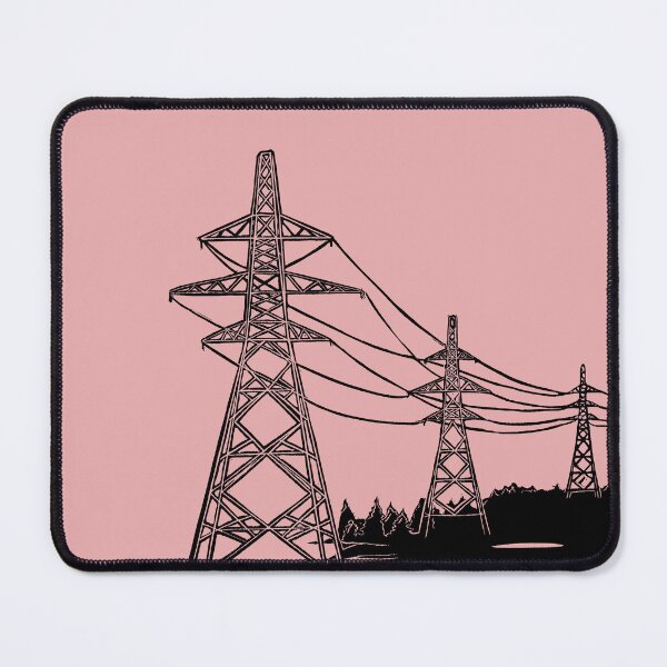 Item preview, Electricity Pylons Linocut Silhouette on Pink designed and sold by Maddy Bennett.